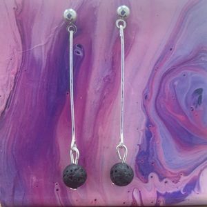 Lava stone handmade earrings. NICKEL FREE - HYPOALLERGENIC